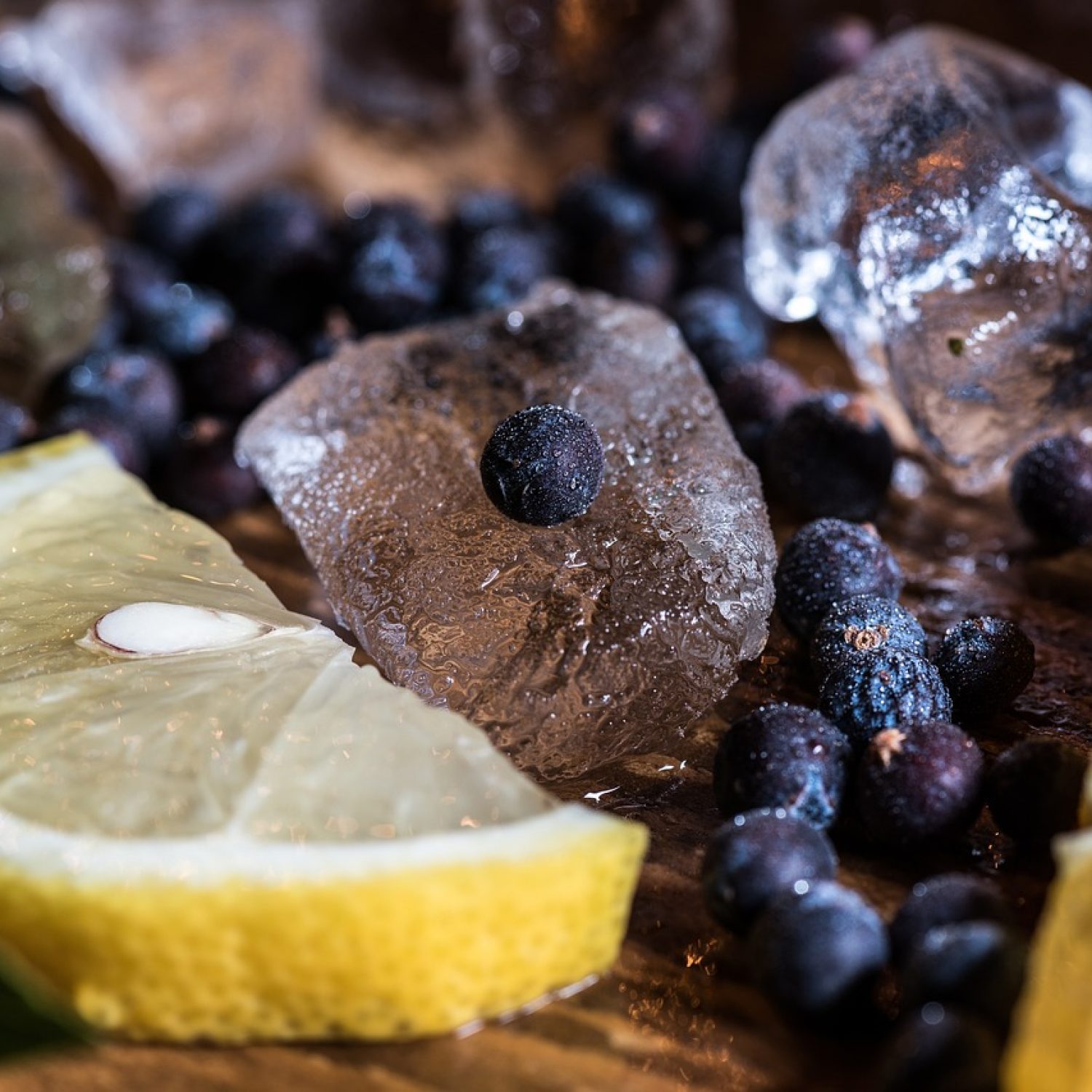 fruits, lemon, blueberry, food, vitamins, ice, cold